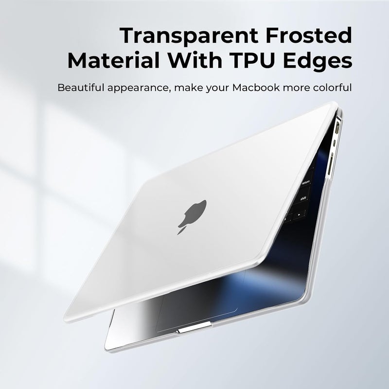 BlueSwan Anti-Cracking Hard Shell Case Compatible with MacBook Pro 14-inch M5 2026 2025-2021 Release M4 M3 M2 M1 Pro/Max Chip, Anti-Fingerprint Soft TPU Bumper, Frosted White - Image 5